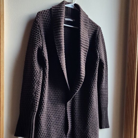 Old Navy Brown Waffle Knit Open Cardigan Size Medium - Picture 6 of 16